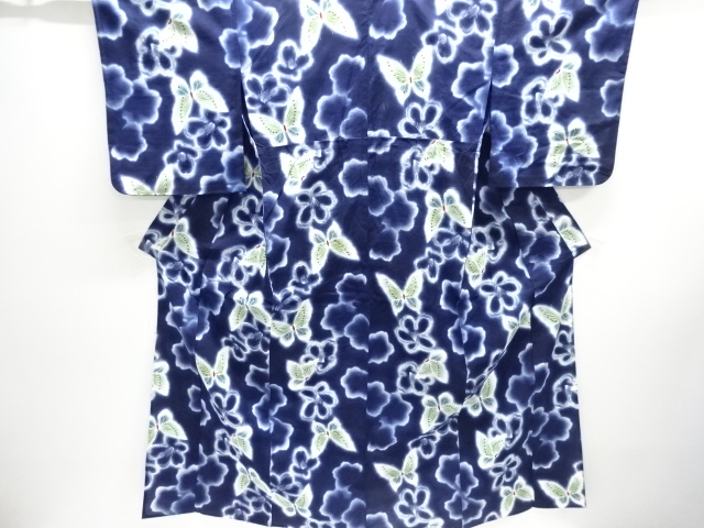 JAPANESE KIMONO / YUKATA / COTTON / FLOWER & BUTTERFLY